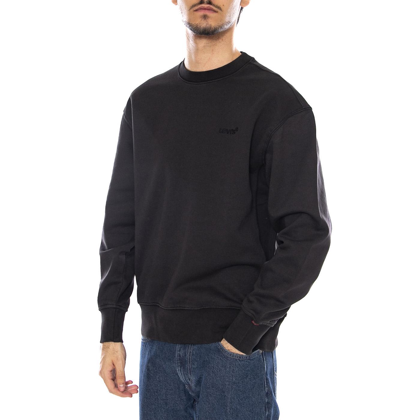 Authentic Crew Black Agate Garment Dye F Black - Felpa Girocollo Uomo Nera A9244-0000 . LEVIS 