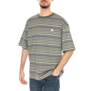 S/S Zane T-Shirt Zane Stripe, Dollar Green - Maglietta Girocollo Uomo Multicolore I036186 3L1XX CARHARTT WIP 