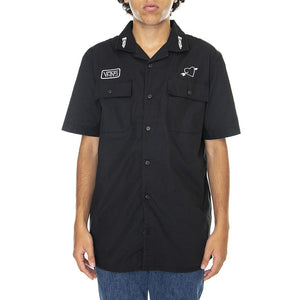 Elijah Berle Woven Elbe Black - Camicia Maniche Corte Uomo Nera VN0000B3BLK1  VANS 