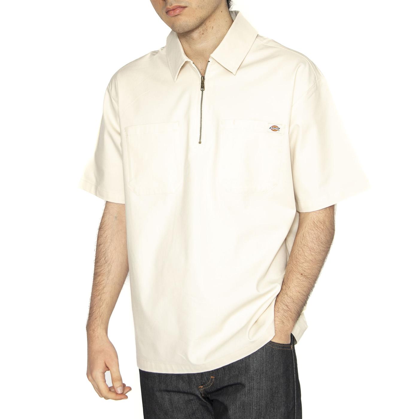Ranch Qz Shirt Whitecap Gray - Camicia Maniche Corte Uomo Beige DK0A4Z7TF901  DICKIES 