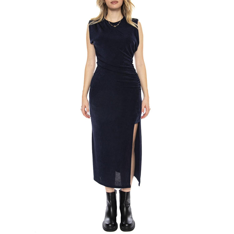 Vestido Midi Fruncido -- Abito Donna Navy Blue Lungo 53W/11236 Navy Blue WILD PONY 