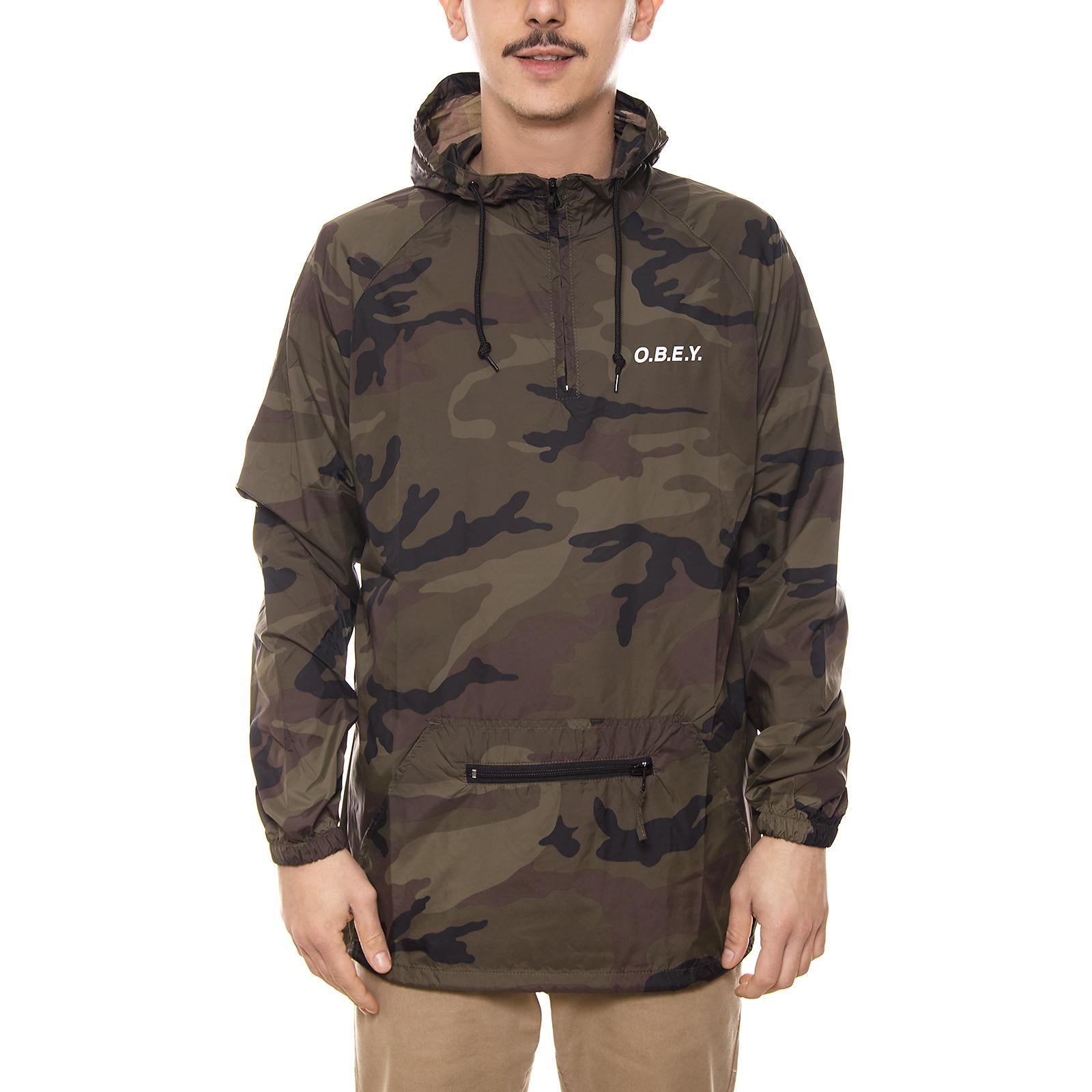 O.B.E.Y. ANORAK PULLOVER HOODED JACKET FIELD CAMO 126261233-CAM  OBEY 