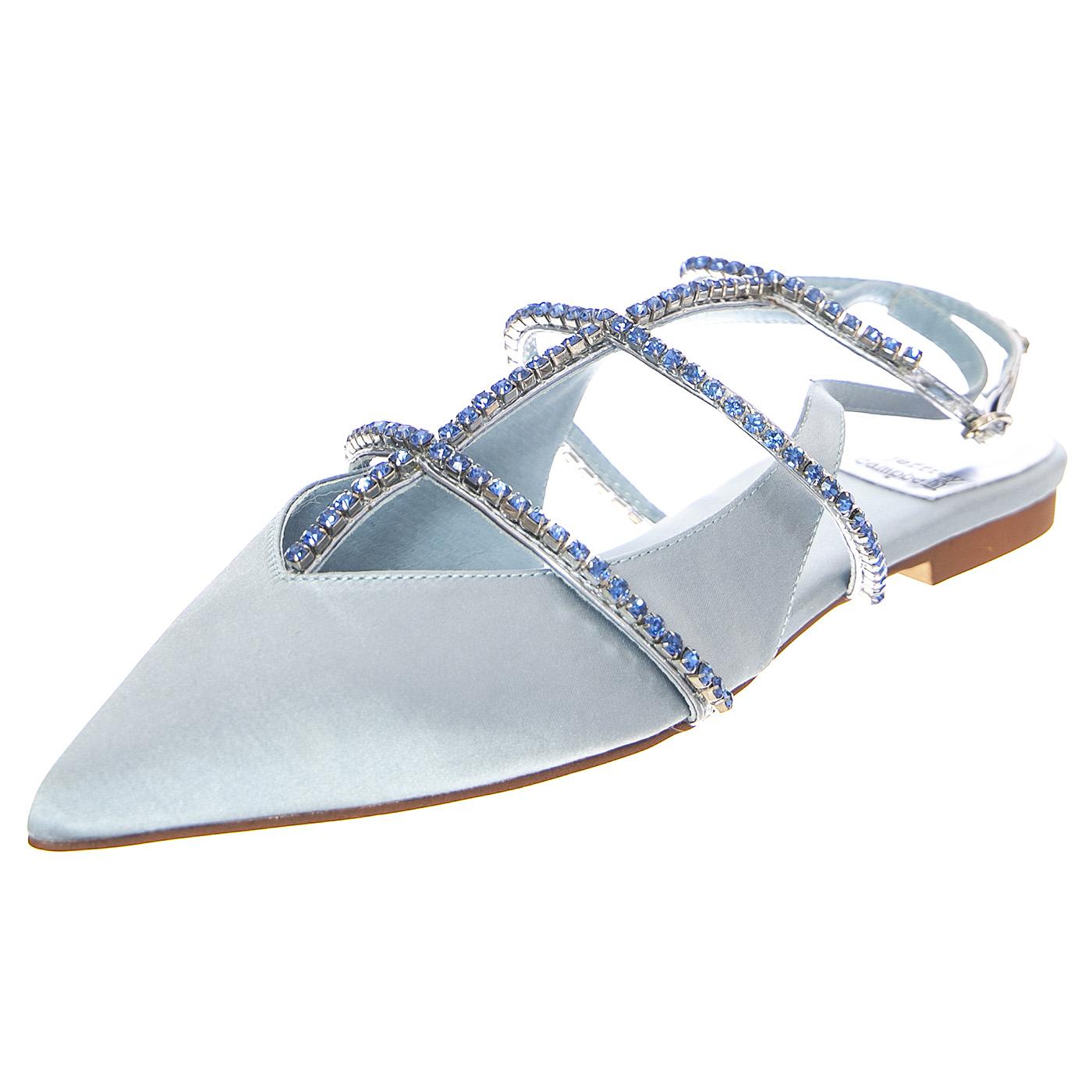 W' Pristina Blue Satin Combo Sandals - Sandali Donna Blu JC-R2P-150A  JEFFREY CAMPBELL 