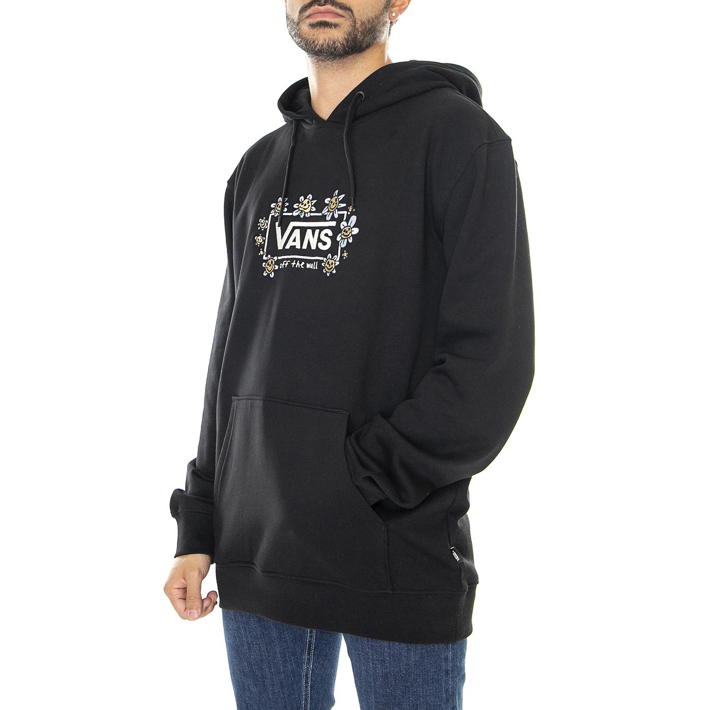 Trippy Grin PO Floral Black - Felpa con Cappuccio Uomo Nera VN0000BRBLK1  VANS 