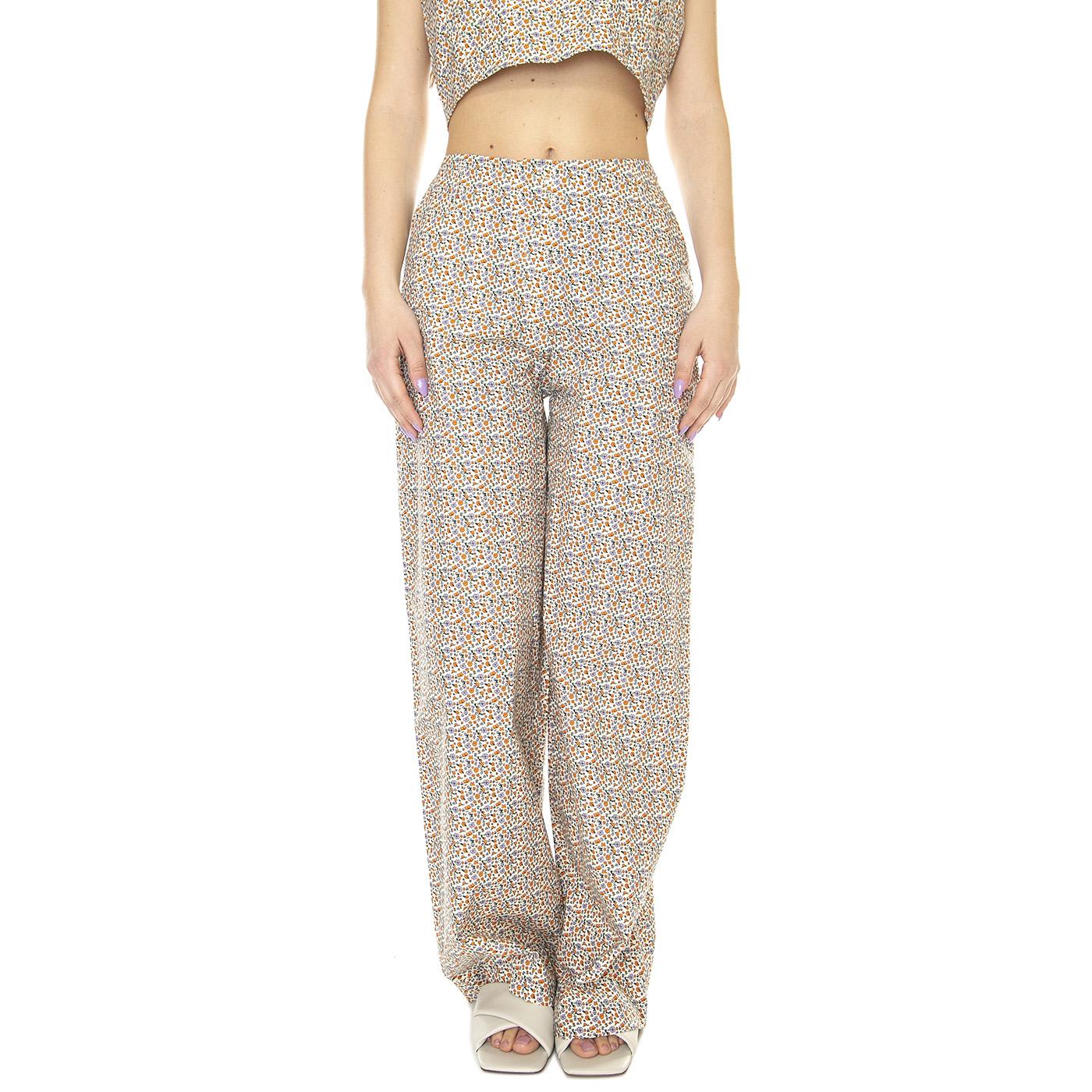 W' Pantalón Ancho con Estampado Floral - Pantaloni Donna Rosa / Multicolore 31W/41217  WILD PONY 