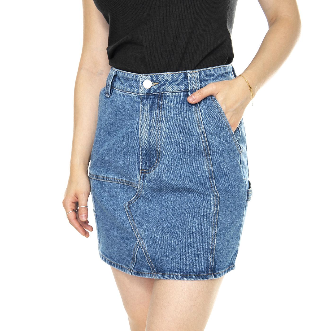 Rebuilt Carpenter Skirt Light Indigo - Gonna Denim Jeans Blu 411550110-LIN  OBEY 