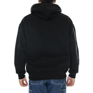 Logo Embroidery Zip Hoodie Black - Felpa con Cappuccio Uomo Nera Logo Embroidery Zip Hoodie Black  FUNKY 