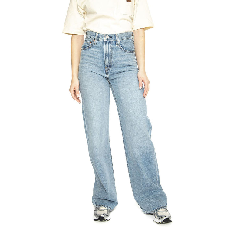 Ribcage Wide Leg H223 Light Indigo Worn In - Pantaloni Denim Jeans Donna Blu A6081-0002  LEVIS 
