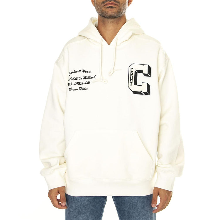 Hooded Brown Ducks Sweat Wax - Felpa con Cappuccio Uomo Bianca I033930.D6XX  CARHARTT WIP 