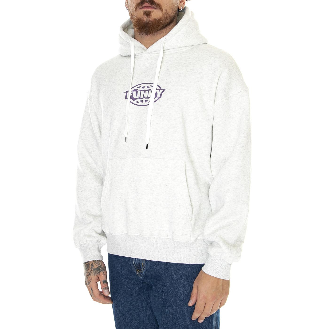 Oval Logo Hoodie Heather Grey - Felpa con Cappuccio Uomo Grigia Oval Logo Hoodie Heather Grey  FUNKY 