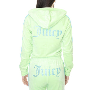Contrast Madison Mint - Felpa con Cappuccio e Zip Donna Verde JUCJCWA122075-MIN  JUICY COUTURE 