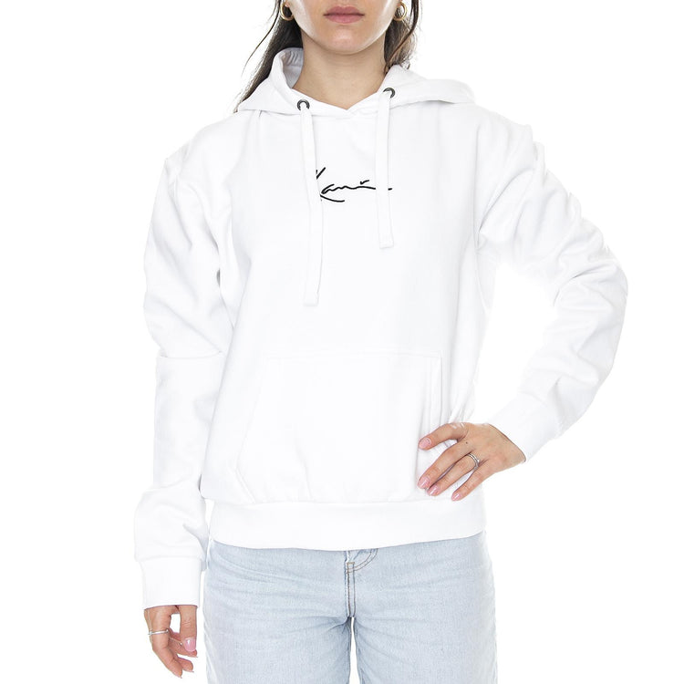 Small Signature Hoodie - White - Felpa con Cappuccio Donna Bianca KRCKKWQ32004WHT  KARL KANI 