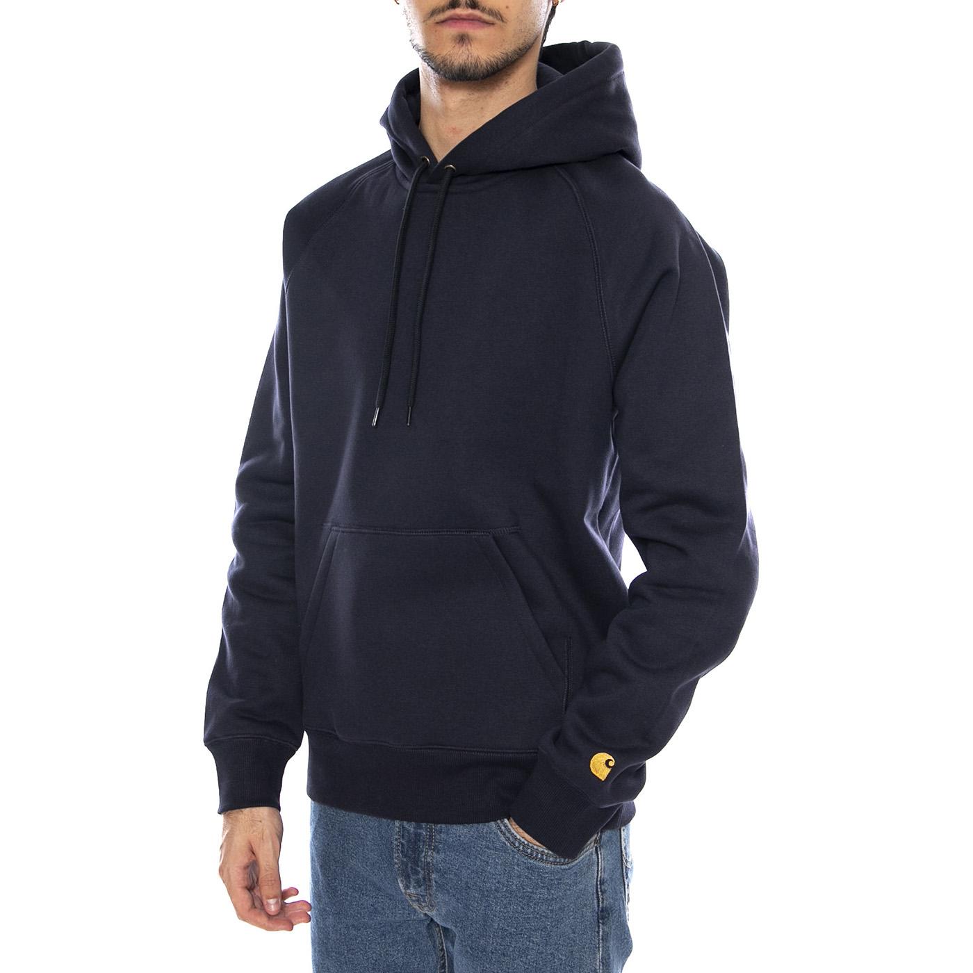 Hooded Chase Sweat Dark Navy / Gold - Felpa con Cappuccio Uomo Blu I033661.00HXX  CARHARTT WIP 