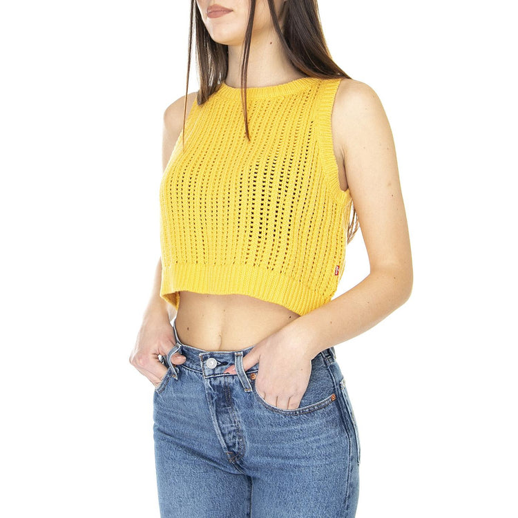 Baby Blue Sweater Vest Amber Yellow / Orange - Canotta Smanicata Donna in Maglia Arancione A4247-0001  LEVIS 