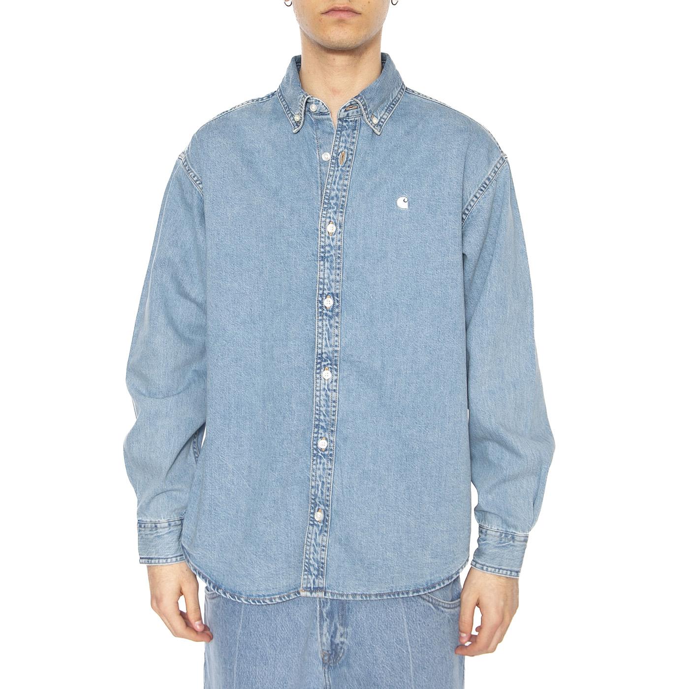 L/S Lucas Shirt Blue - Camicia Denim Jeans Uomo Blu I034525.0135  CARHARTT WIP 