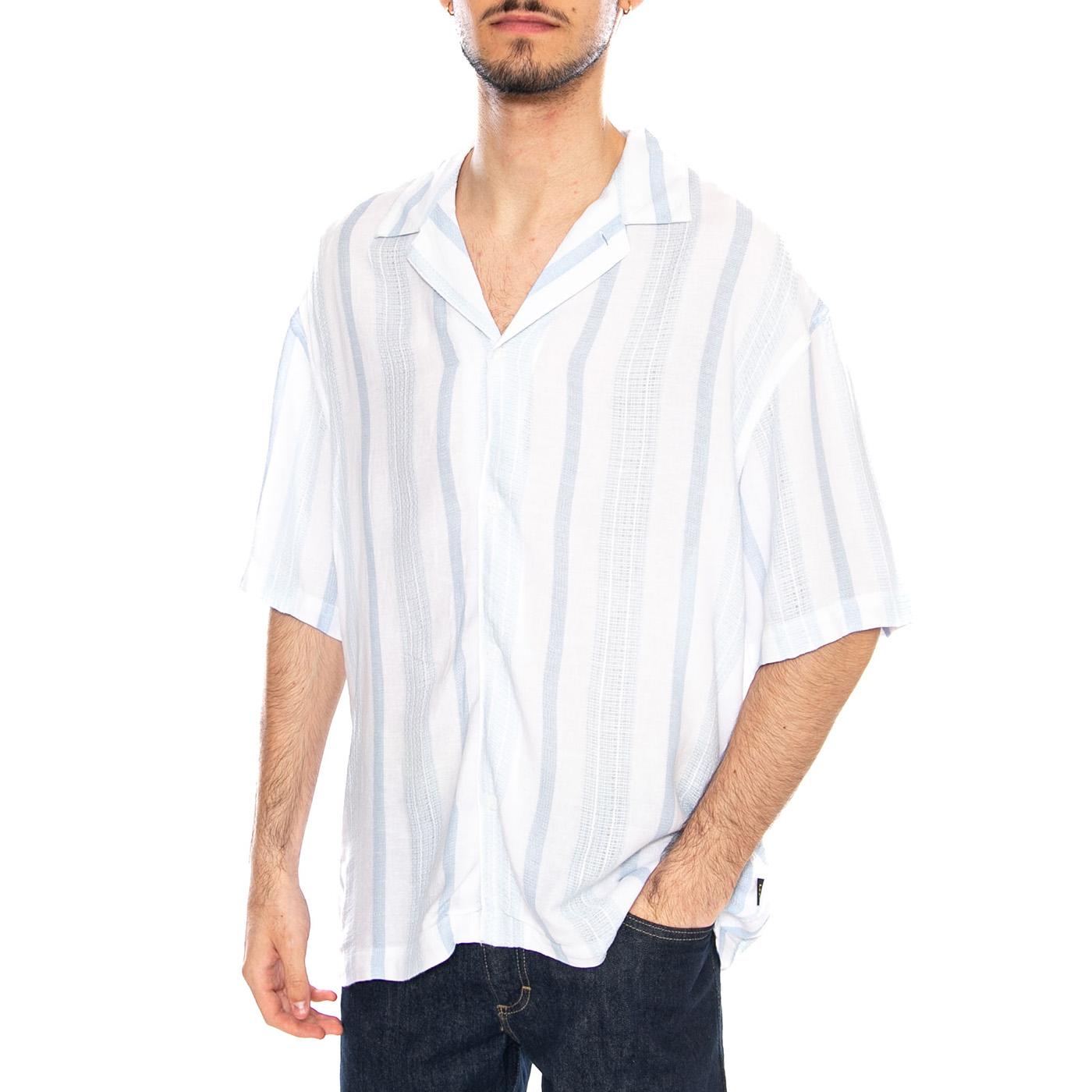 RLX Resort Shirt Beau Blue Stripe White - Camicia Maniche Corte Uomo Bianca / Blu 112378527 BL LEE 