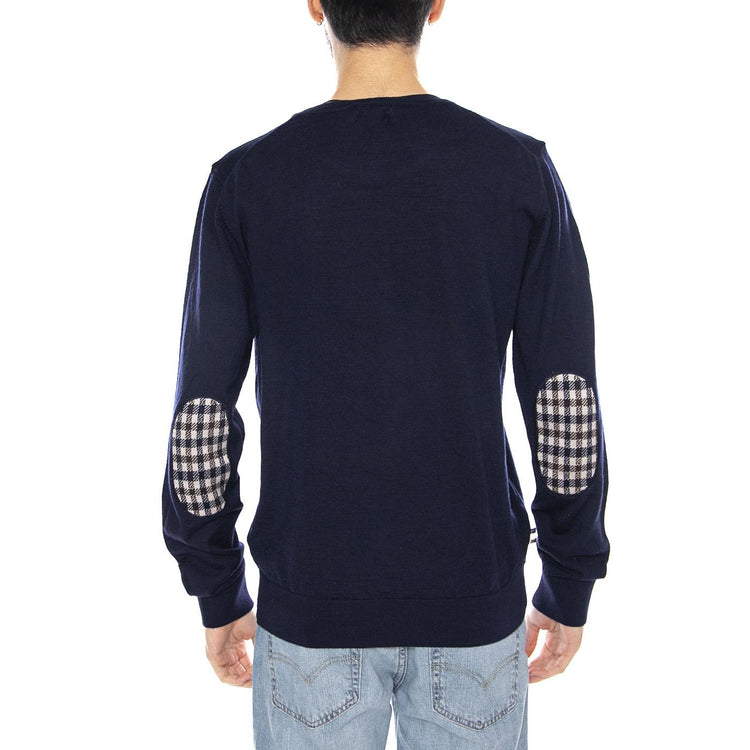 Extrafine Merino Wool Patches Knit -- Maglione Uomo Blu AA_A005_WO003_11 . AQUASCUTUM 