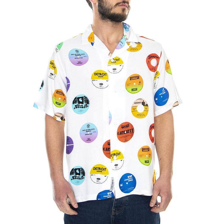 S/S Record Shirt Record Print, White - Camicia Maniche Corte Uomo Bianca I027529.09I.00.03  CARHARTT WIP 