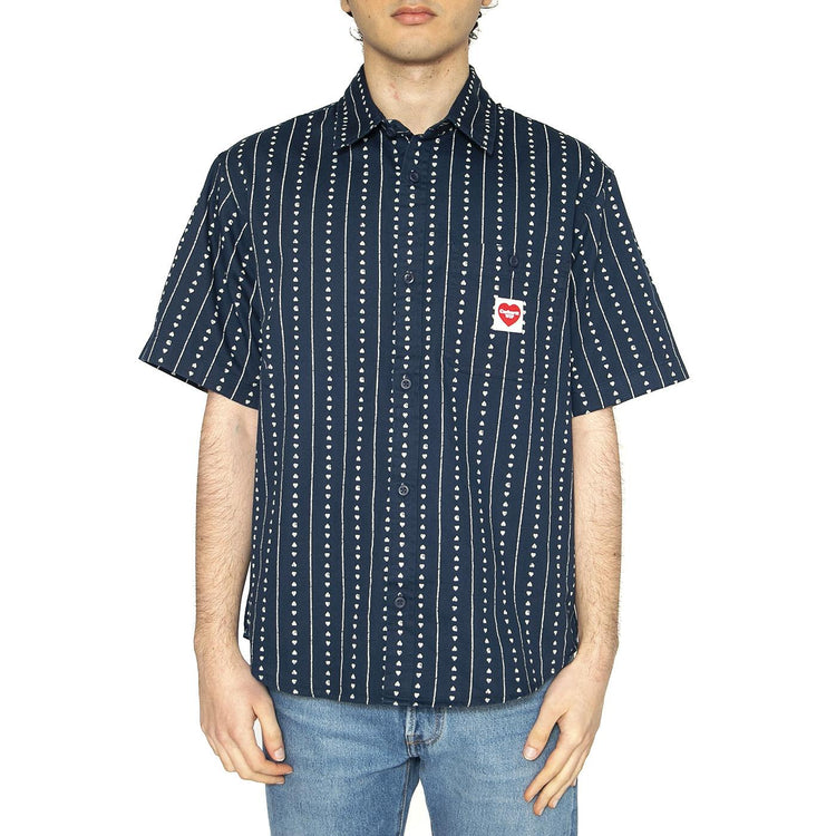 S/S Drewe Shirt Heart C Pinstripe, Ink / Natural - Camicia Maniche Corte Uomo Blu I034537.2RUXX  CARHARTT WIP 