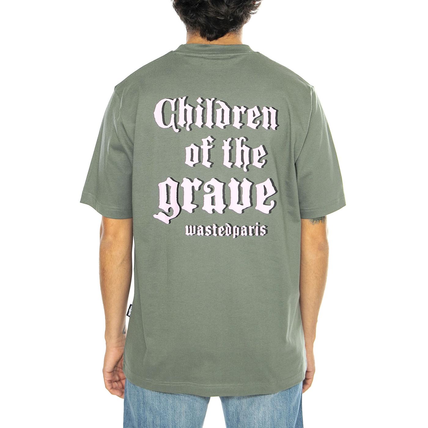 T-Shirt Grave Lichen Green - Maglietta Girocollo Uomo Verde T-SHIRT GRAVE - LICHEN GREEN  WASTED PARIS 
