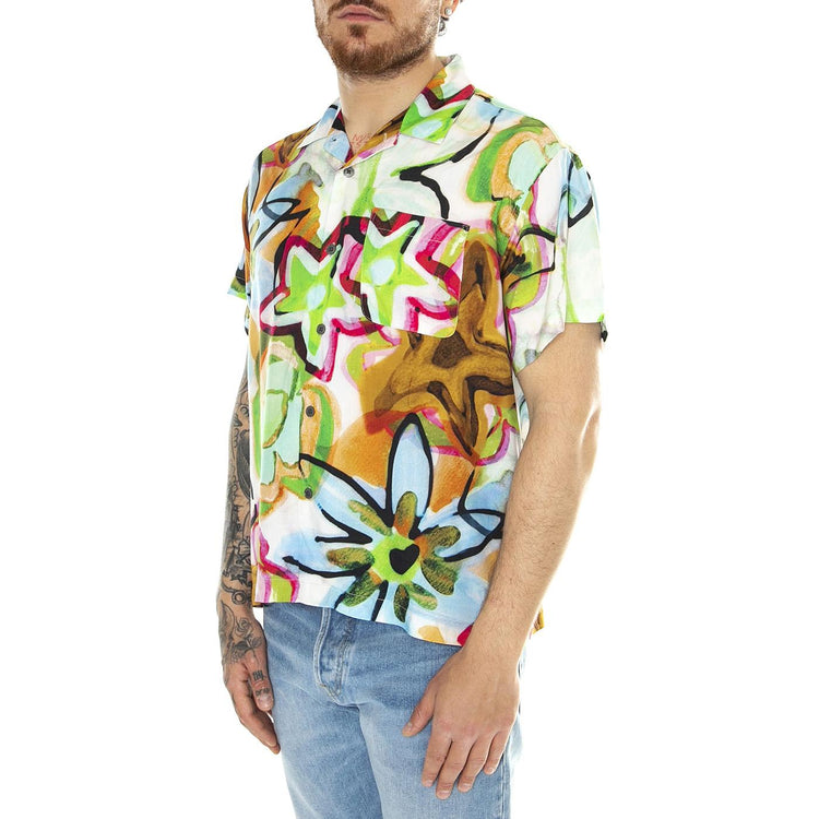 Requiem Woven S/S Golden Shirt Brown Multi - Camicia Maniche Corte Uomo Multicolore 181210402-GBR  OBEY 