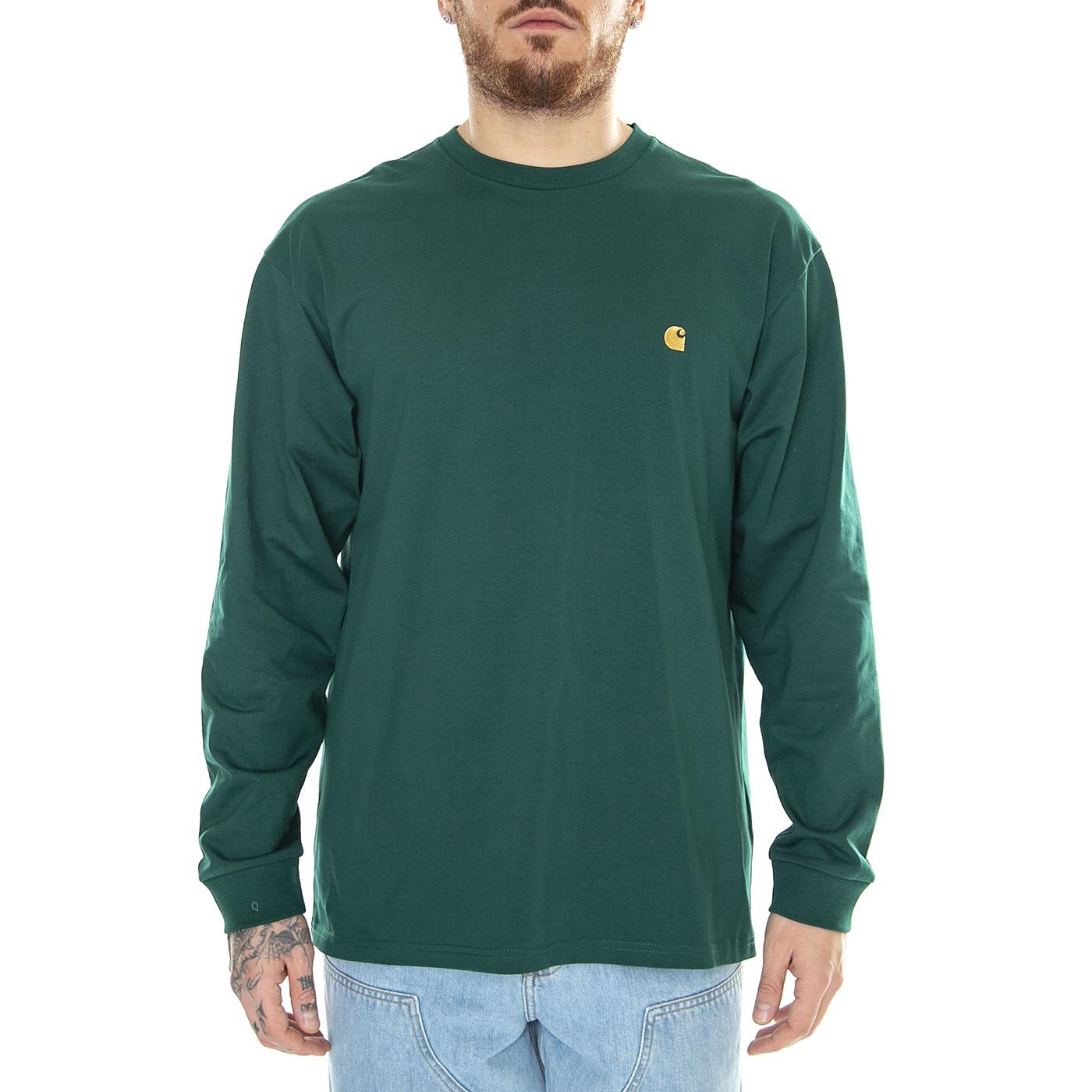 L/S Chase T-Shirt Chervil / Gold - Maglietta Girocollo Maniche Lunghe Uomo Verde I026392.1YWXX  CARHARTT WIP 