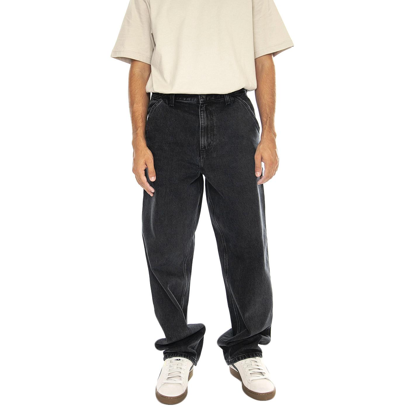 Single Knee Pant Black /stone washed - Pantaloni Uomo Neri I032024.8906  CARHARTT WIP 