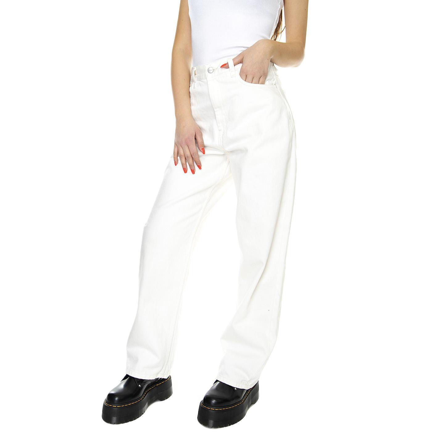W' Brandon Pant White Rinsed - Pantaloni Denim Jeans Donna Bianchi I031918-0202  CARHARTT WIP 