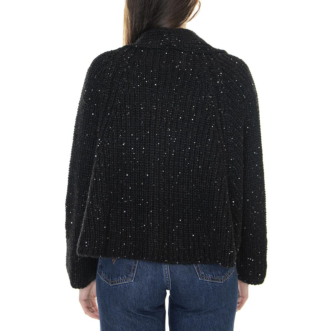 021SD53059 - Cardigan Donna Nero Diamante 021SD53059 -S3000  ALESSIA SANTI 