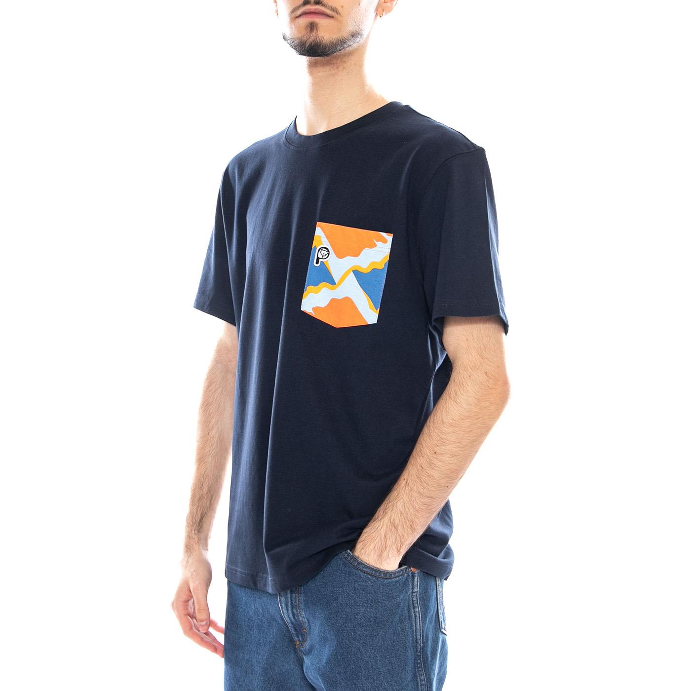 Penfield Printed Chest Pocket Navy Blazer - Maglietta Girocollo Uomo Blu PFD0161-203 . PENFIELD 