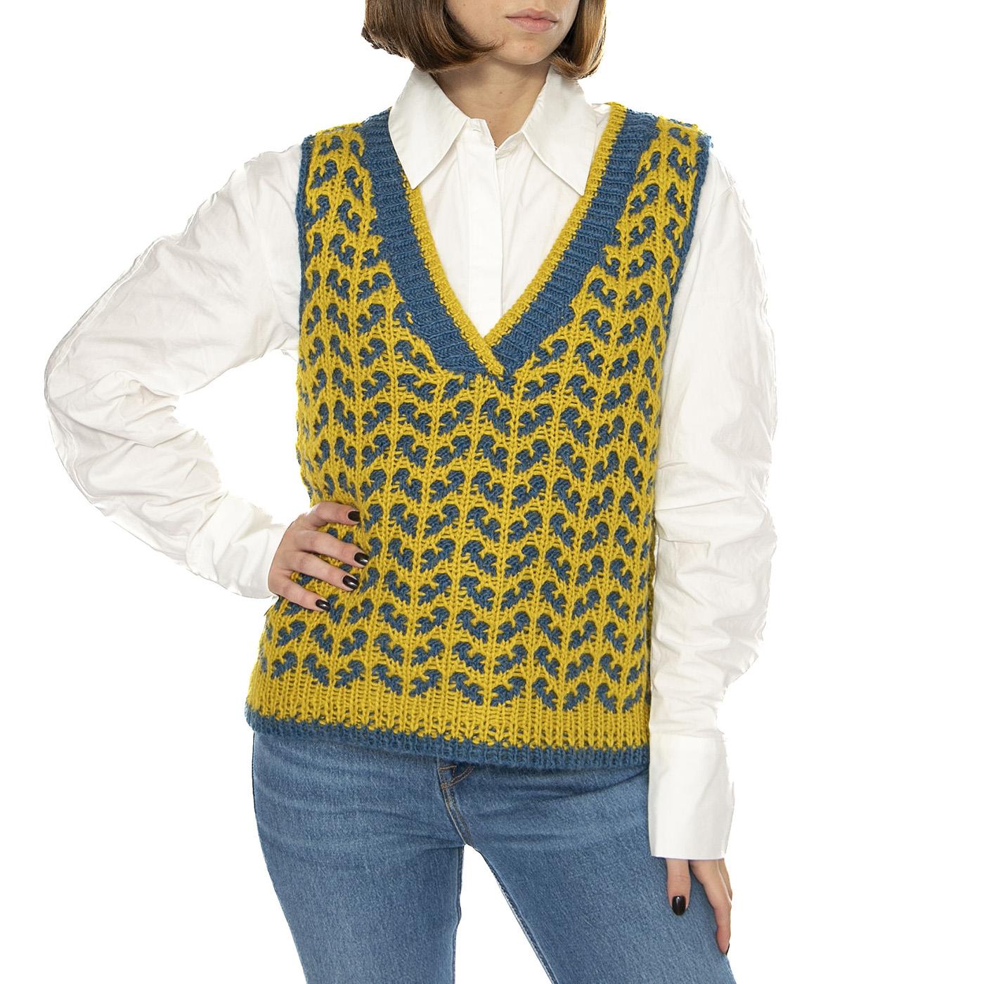 Chaleco Punto Pato / Verde Jacquard - Gilet Donna Multicolore 14610314  MD'M 