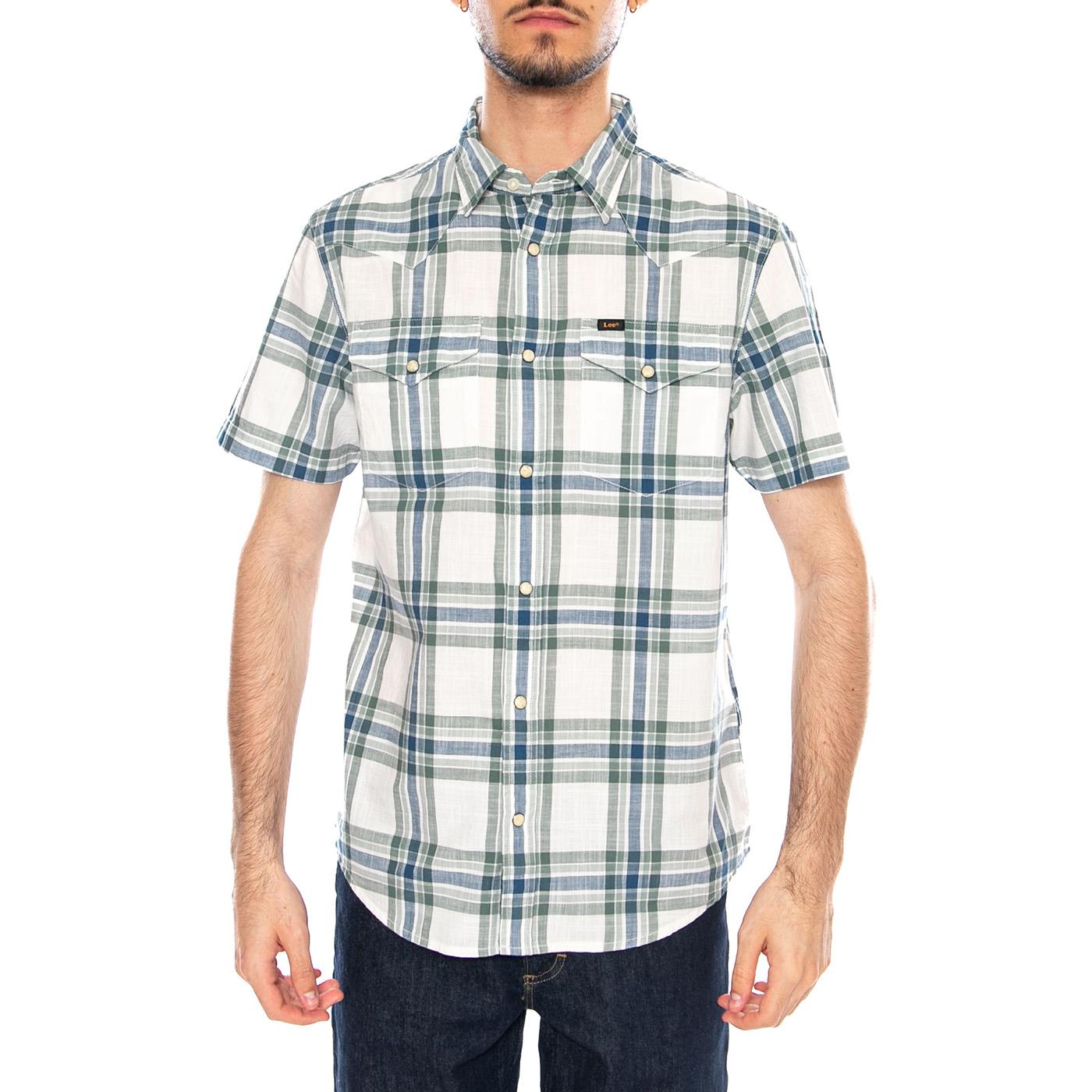 SS Western Shirt Desert Sage Plaid Green - Camicia Maniche Corte Uomo Verde / Multicolore 112376551 GRN LEE 