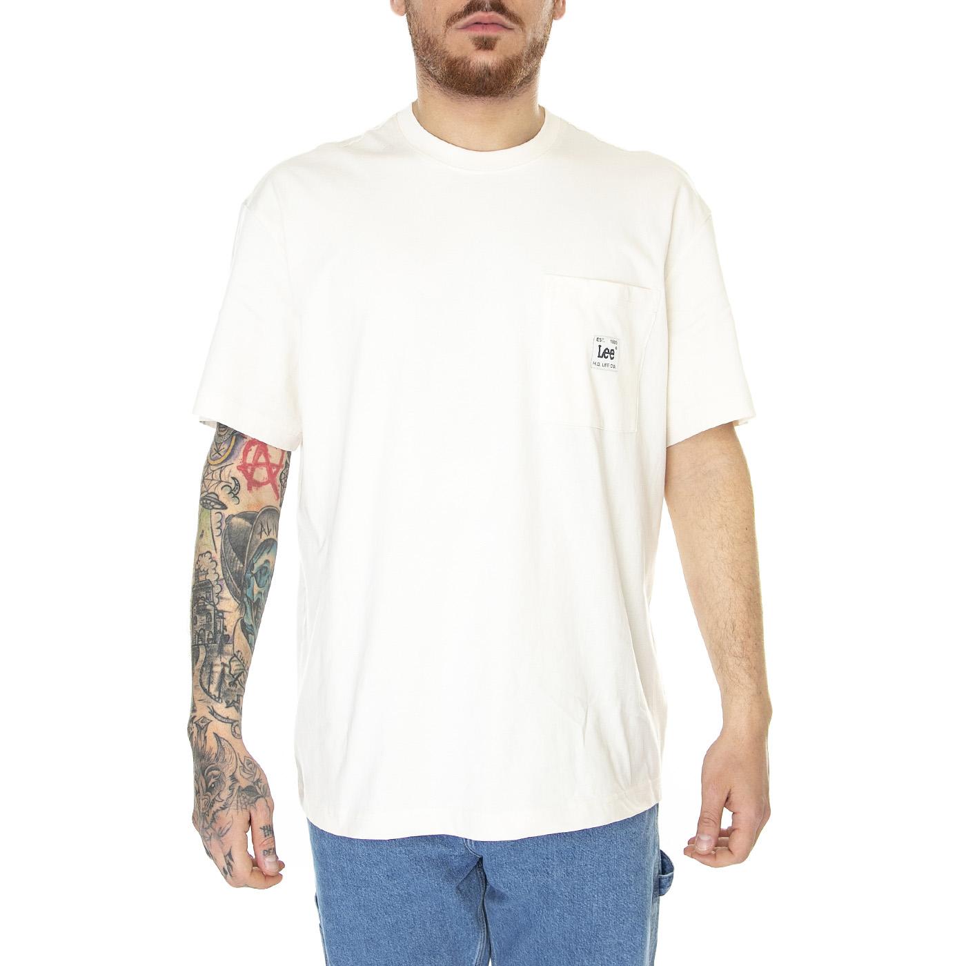 Loose Pocket Tee Ecru White - Maglietta Girocollo Uomo Beige L69QFUNQ  LEE 