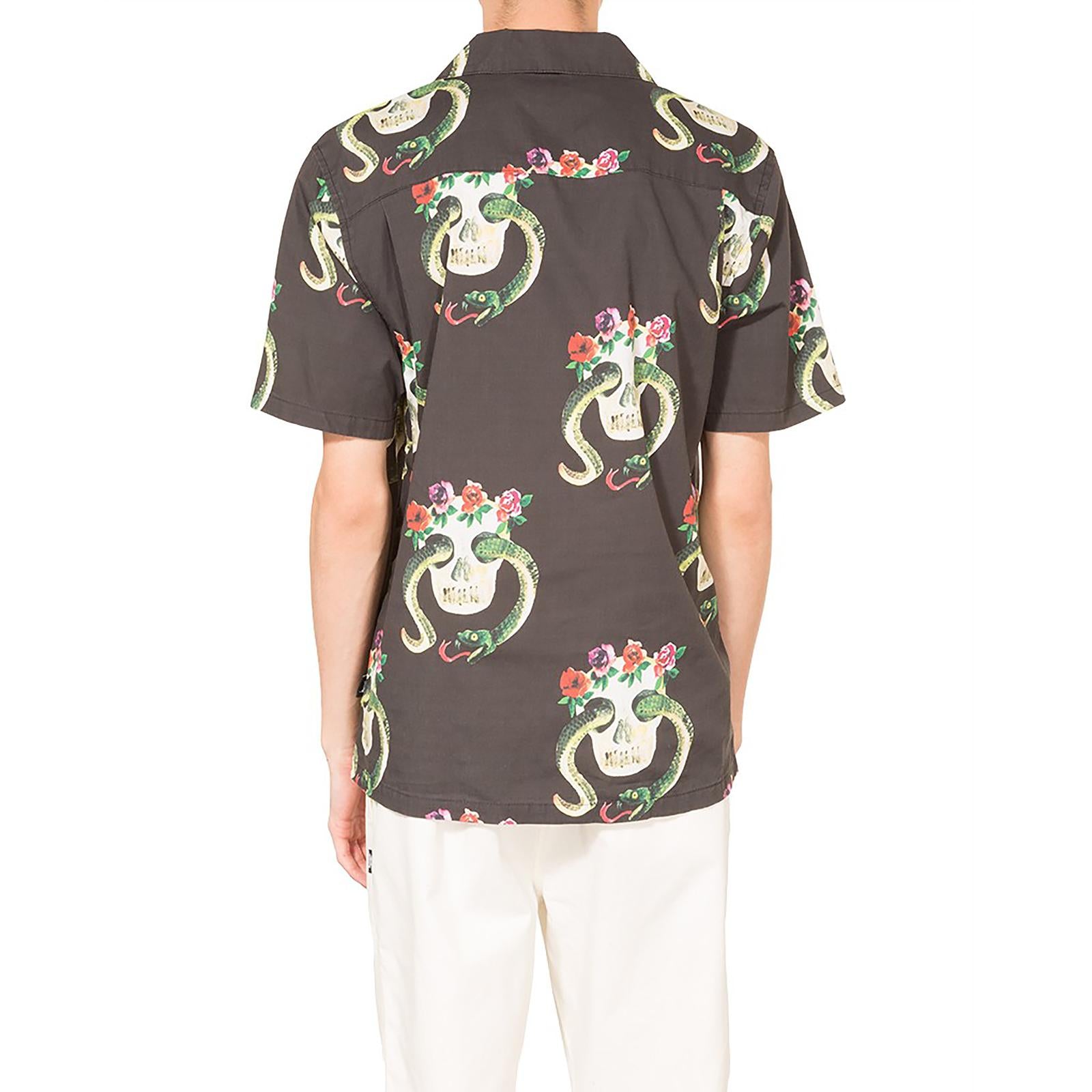 SKULL PATTERN SHIRT BLACK 111969-BLACK  STUSSY 