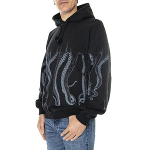 Octopus Dyed Hoodie Black - Felpa con Cappuccio Uomo Nera 22WOSH30-BLACK  OCTOPUS 