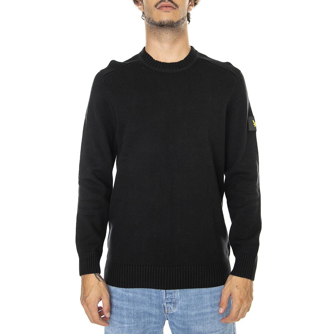 Shoulder Detail Crew Neck Knit Jet Black - Maglione Girocollo Uomo Nero KN1326V-Z865  LYLE & SCOTT 