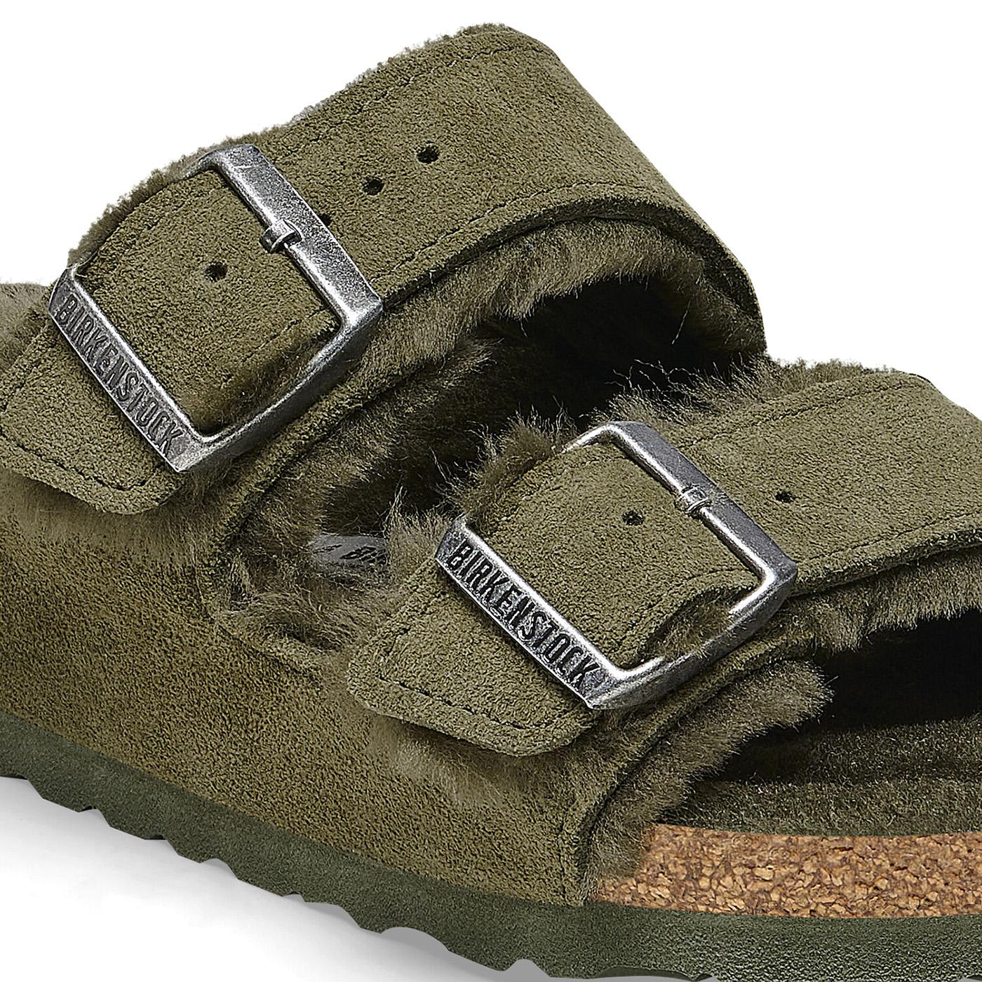 Arizona Shearling Thyme Suede Leather Sandals - Sandali Donna Verdi 1025687  BIRKENSTOCK 