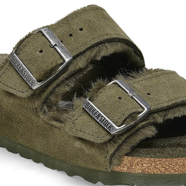 Arizona Shearling Thyme Suede Leather Sandals - Sandali Donna Verdi 1025687  BIRKENSTOCK 