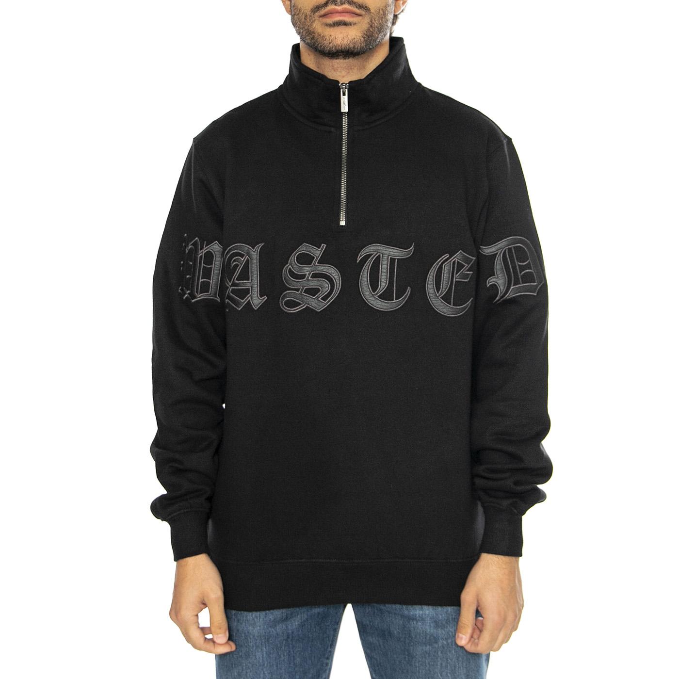 Funnel Chad Black - Felpa Mezzocollo Uomo Nera FUNNEL CHAD - BLACK  WASTED PARIS 