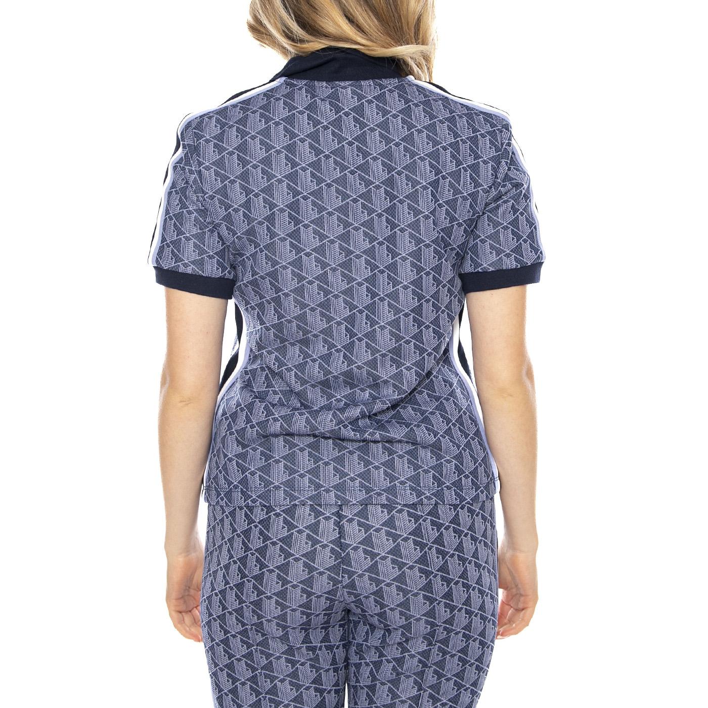 Polo Maglietta M/C AIT Lacoste -- Polo Donna Blu con Logo All Over DF3364-AIT . LACOSTE 