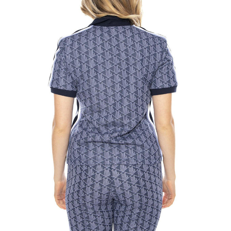 Polo Maglietta M/C AIT Lacoste -- Polo Donna Blu con Logo All Over DF3364-AIT . LACOSTE 