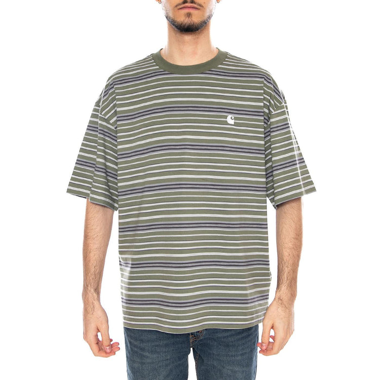 S/S Zane T-Shirt Zane Stripe, Dollar Green - Maglietta Girocollo Uomo Multicolore I036186 3L1XX CARHARTT WIP 