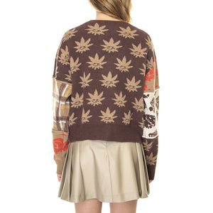 Nature Patchwork Cardigan Brown - Cardigan Donna Marrone / Multicolore WKN0056-BROWN  HUF 