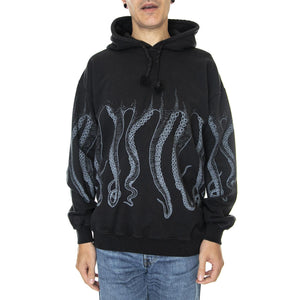 Octopus Dyed Hoodie Black - Felpa con Cappuccio Uomo Nera 22WOSH30-BLACK  OCTOPUS 