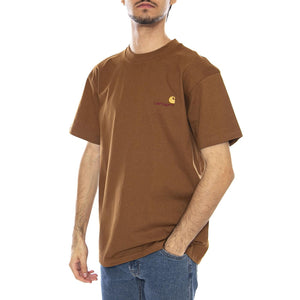 S/S American Script T-Shirt Hamilton Brown - Maglietta Girocollo Uomo Marrone I029956.HZXX  CARHARTT WIP 
