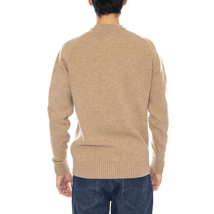 Grangetown Merino Crewneck Washed Stone - Maglione Girocollo Uomo Marrone MKN1584 ST17 BARBOUR 