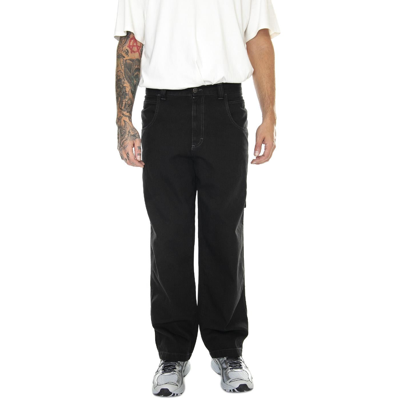 Pantalone Lungo Nero Ricamo Rosso CNVS-00N  BLUESKIN 