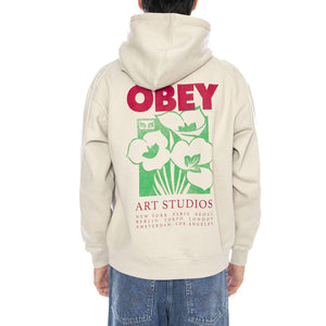OBEY Art Studio Flowers Fleece Moonstruck - Felpa con Cappuccio Uomo Beige 112844234 MNS OBEY 