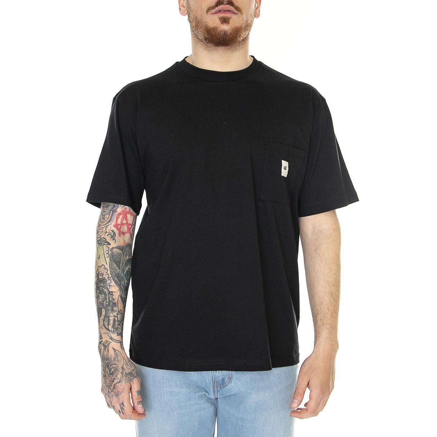 Basic Pocket T-Shirt Black - Maglietta Girocollo Uomo Nera 6010071-10158  CAT 
