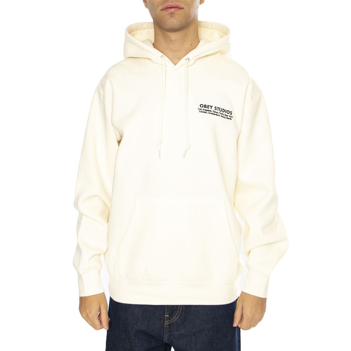 Obey Studios Hood Fleece Unbleached - Felpa Uomo Beige 112470209-UBL  OBEY 